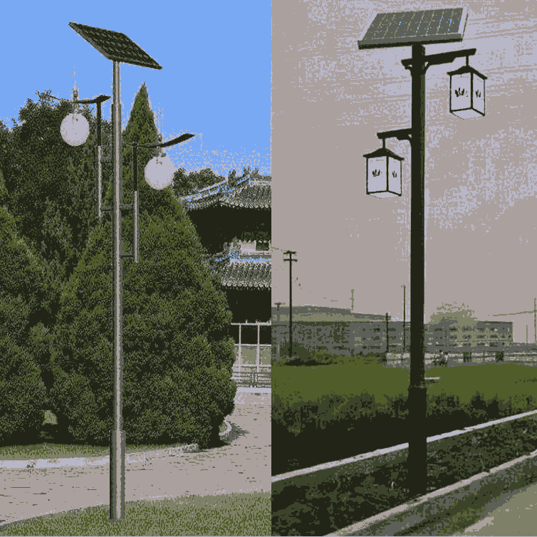 4米鋰電池LED光源太陽(yáng)能一體燈，二體燈